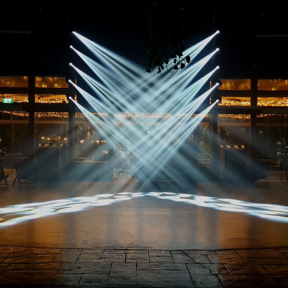 White spot lights on a dance floor